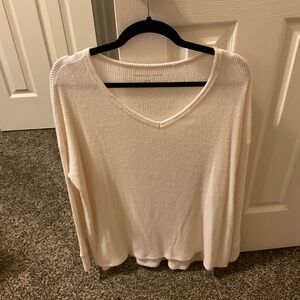 American Eagle Outfitters Cream Ribbed Blouse